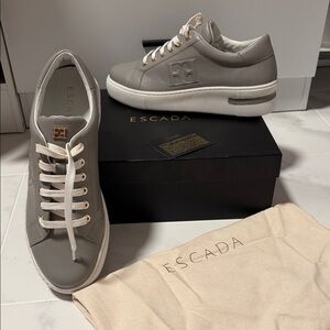 Escada Taupe Sneakers with White Accents